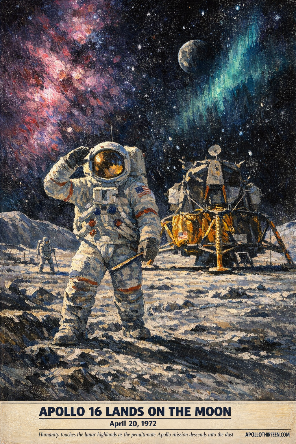 Apollo 16 lands on the Moon