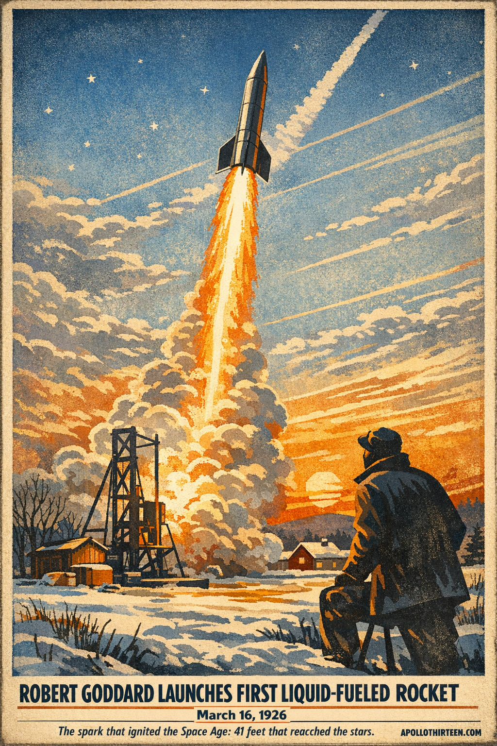 Robert Goddard launches first liquid-fueled rocket