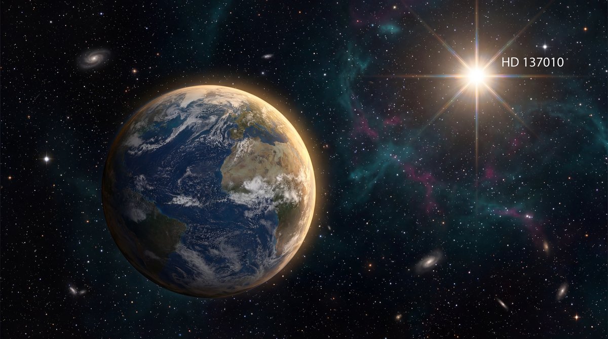 A blue and white Earth-like planet floating in space, lit by a bright distant star against a colorful nebula background.