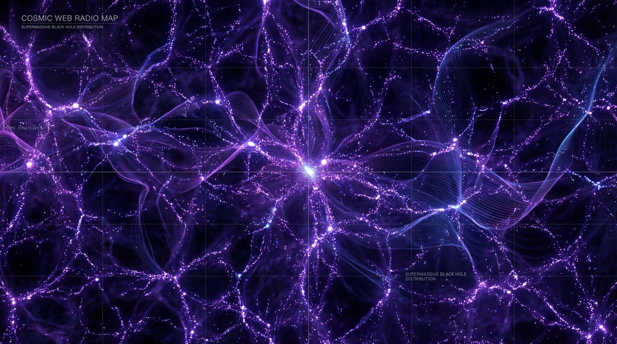 Millions of glowing points of light scattered across a dark violet deep space background, representing a map of black holes.